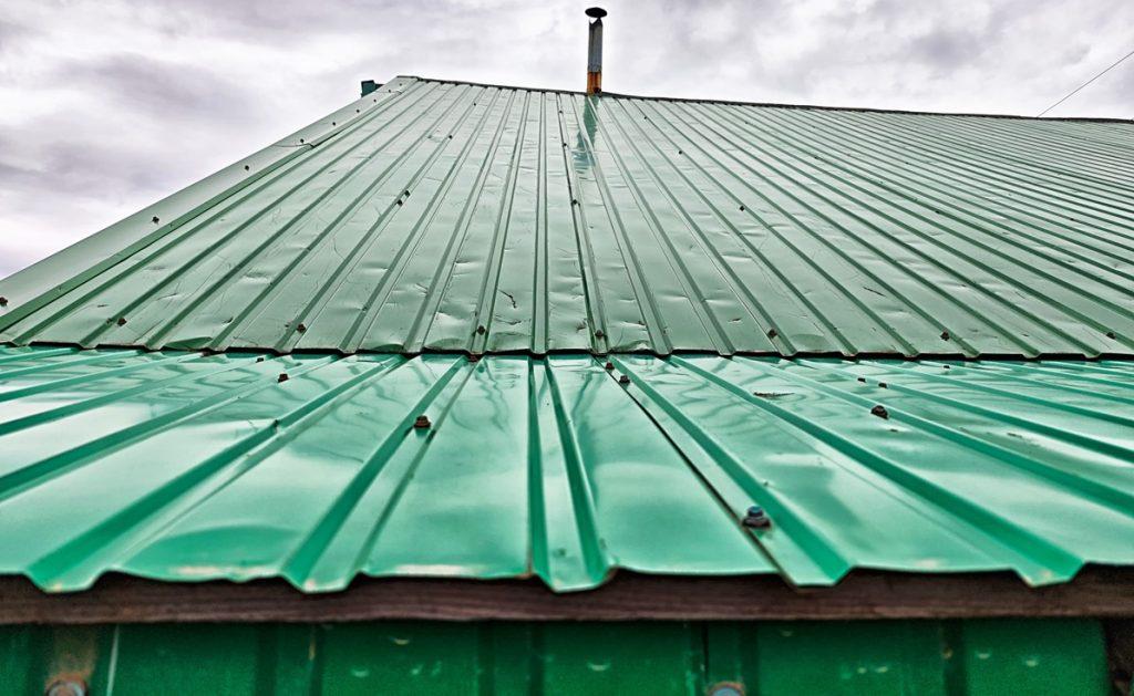 Bright green metal roof