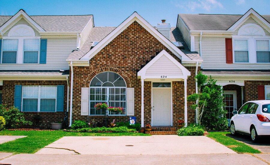 White and brown brick house