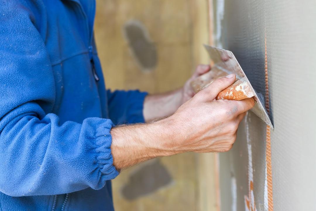 Hawk and trowel textured wall finish