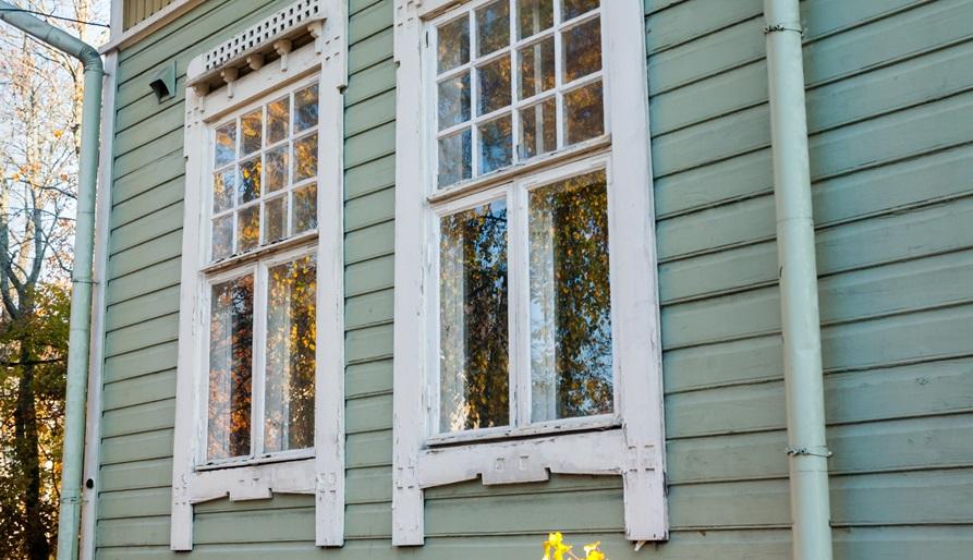 Beautiful autumn in old rustic museum district of Kouvola