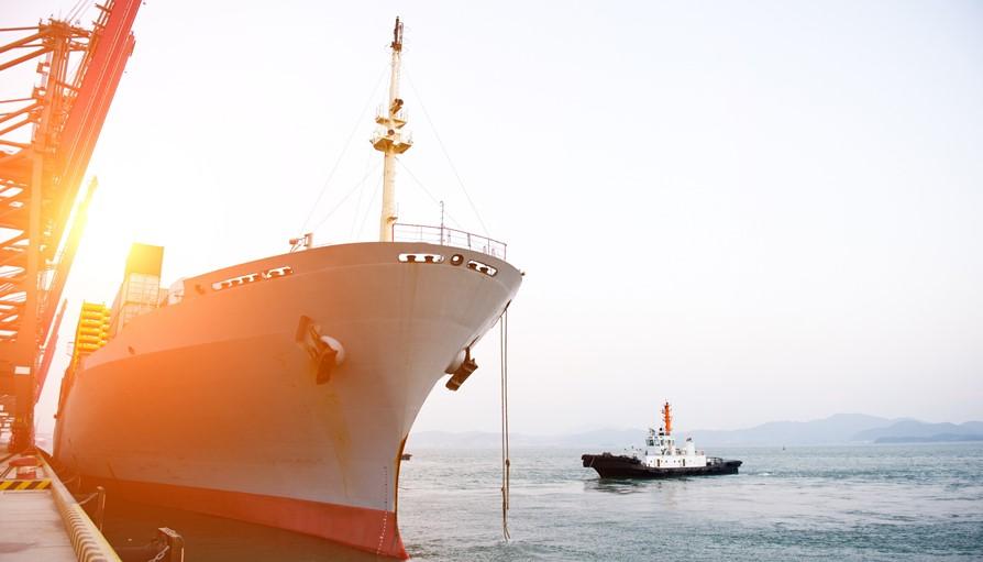 Cargo ship in the harbor
