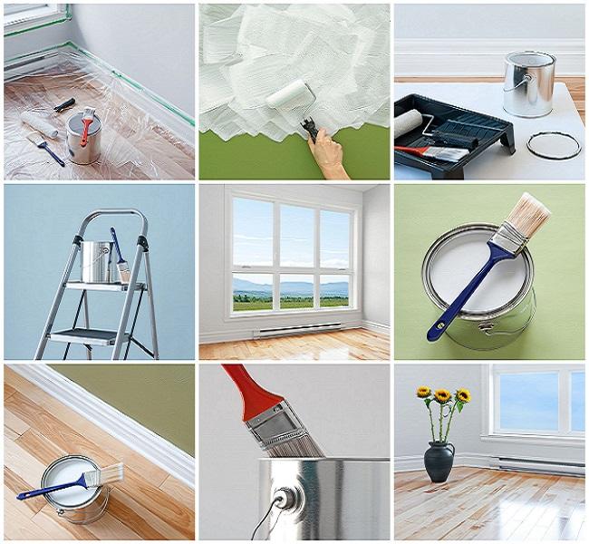 painting tools and ladder